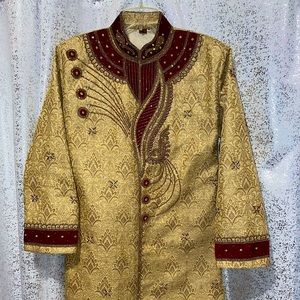 Boys Size 42 Wedding Kurta Red/Gold with red pants